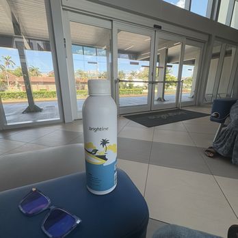 Brightline Boca Raton Station - Lobby facing the tracks, nice and cold drink!! - Train Stations Near Me - Boca Raton, Florida