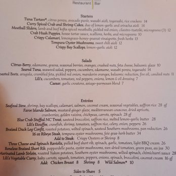Lili's Restaurant and Bar - Dinner menu - Seafood Near Me - Savannah, Georgia Lili's Restaurant and Bar - Dinner menu - Seafood Near Me - Savannah, Georgia