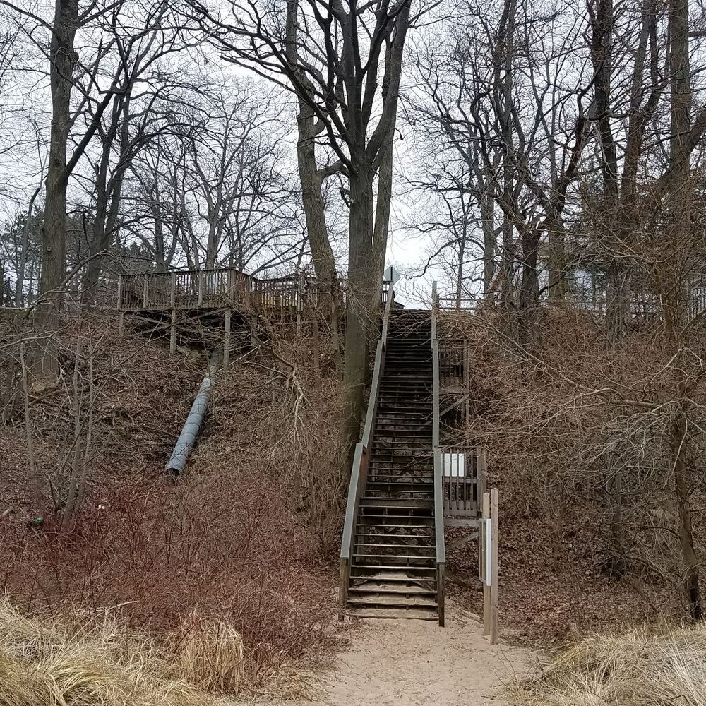 Townline Road Beach - The stairs are a wooden extension of Town Line Avenue. - Beaches Near Me - Union Pier, Michigan