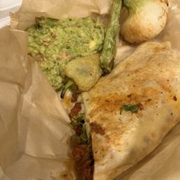 Burrito and guacamole Burrito and guacamole
