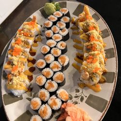 Nori Sushi & Hibachi - Tempura shrimp roll, salmon roll, spider roll