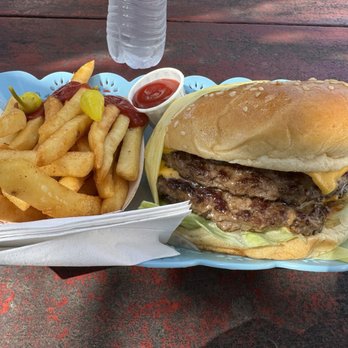 Dave's Burgers - Double Cheese - Burger with Fries - Burgers Near Me - Long Beach, California Dave's Burgers - Double Cheese - Burger with Fries - Burgers Near Me - Long Beach, California