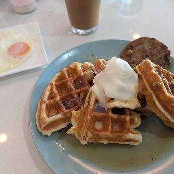 Beautiful Day - Grandpa's Waffle, + impossible sausage, + farm egg - Breakfast & Brunch Near Me - La Quinta, California Beautiful Day - Grandpa's Waffle, + impossible sausage, + farm egg - Breakfast & Brunch Near Me - La Quinta, California