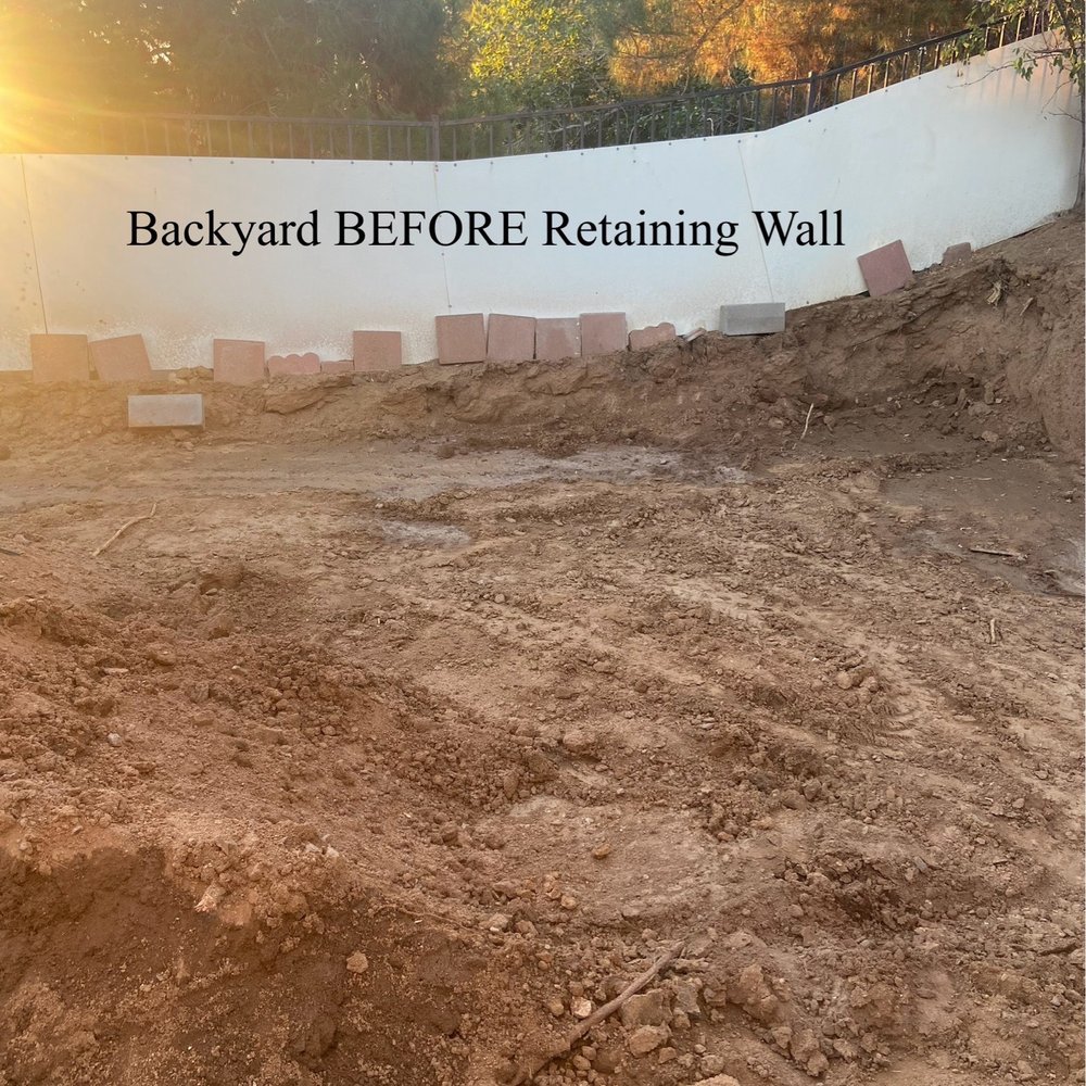 AV Concrete Works - Backyard before retaining walls, cement, grass, sprinkler system. - Masonry/Concrete Near Me - Palmdale, California AV Concrete Works - Backyard before retaining walls, cement, grass, sprinkler system. - Masonry/Concrete Near Me - Palmdale, California