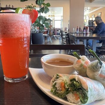 Pho Ha Vietnamese Restaurant - Strawberry Limeade and Shrimp Spring Rolls with Peanut Sauce - Vietnamese Near Me - Pomona, California