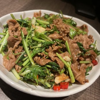 Uluh - Stir Fried Fatty Beef with Cilantro - Tea Rooms Near Me - New York, New York Uluh - Stir Fried Fatty Beef with Cilantro - Tea Rooms Near Me - New York, New York