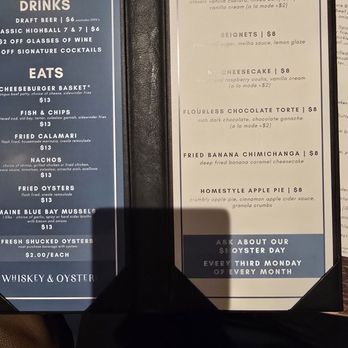 Whiskey & Oyster - Menu - Bars Near Me - Alexandria, Virginia