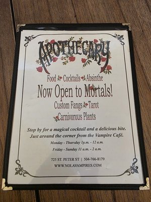 Menu photo 3 Vampire Cafe New Orleans, LA