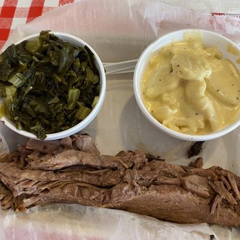 Red State BBQ - Brisket with greens and mac and cheese - Barbeque Near Me - Lexington, Kentucky