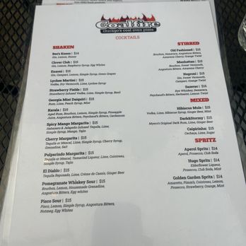Coalfire Pizza - drink menu - Pizza Near Me - Chicago, Illinois