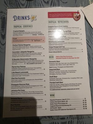 Menu photo 1 Cha Cha Coconuts Sarasota, FL