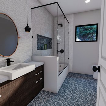 GNZ Builders - a bathroom with a sink and a shower - General Contractors Near Me GNZ Builders - a bathroom with a sink and a shower - General Contractors Near Me