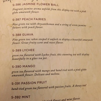 Chado Tea Room - One page of the many pages in the menu book of teas. - Tea Rooms Near Me - Hollywood, California Chado Tea Room - One page of the many pages in the menu book of teas. - Tea Rooms Near Me - Hollywood, California