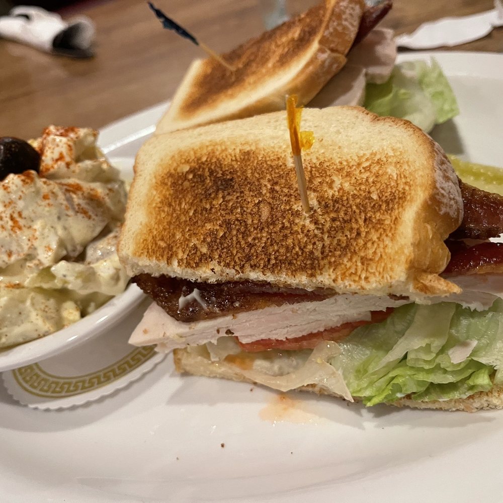 Cousins' - Club Sandwich with side of potato salad - Sandwiches Near Me - The Dalles, Oregon Cousins' - Club Sandwich with side of potato salad - Sandwiches Near Me - The Dalles, Oregon
