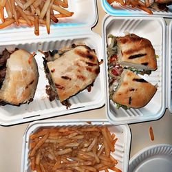 The Alley Grill - Philly cheesesteak ,pesto brown sugar chicken , spicy chicken sandwich and garlic fries