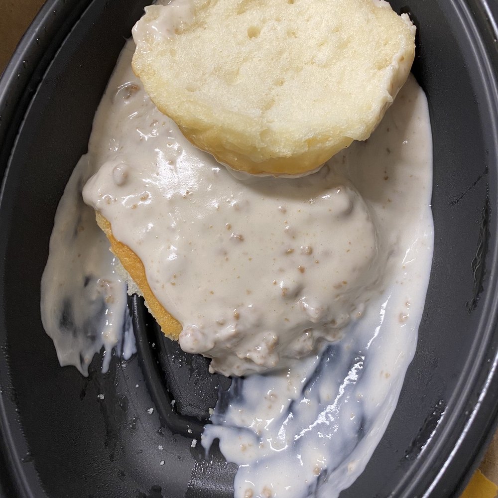 Biscuits n gravy usually good, but today I guess the other part of the biscuit was an afterthought.