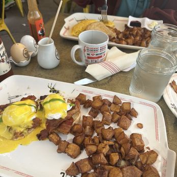 Breakfast Republic - Traditional Eggs Benedict and Jurassic Eggs Benedict - Breakfast & Brunch Near Me - Irvine, California