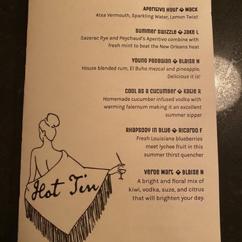 Hot Tin - Menu - Cocktail Bars Near Me - New Orleans, Louisiana