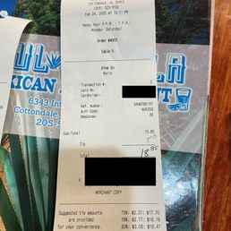 My receipt if $18.85