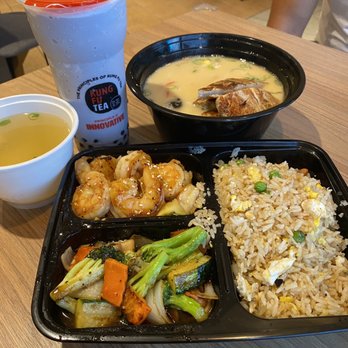 Token Ramen - Hibachi Shrimp w/fried rice & Miso Soup  Chicken Ramen Taro Slush Boba - Coffee & Tea Near Me - Tampa, Florida