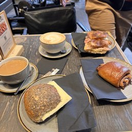 Everything cheese sandwich, cinnamon bun, ham sandwich Everything cheese sandwich, cinnamon bun, ham sandwich