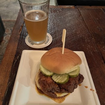 Bog Turtle Brewery - Nashville hot chicken sandwhich - Brewpubs Near Me - Rising Sun, Maryland