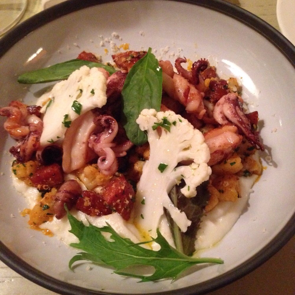 Calamari with cauliflower purée