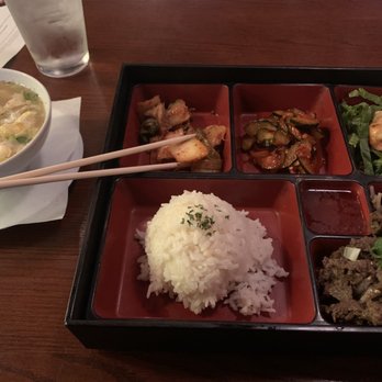 Yori - Lunch bento box bulgogi  Egg drop soup - Korean Near Me - Hurst, Texas