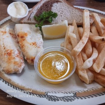 Covered Wagon Restaurant - Baked fish with fries - New American Near Me - Manitowoc, Wisconsin Covered Wagon Restaurant - Baked fish with fries - New American Near Me - Manitowoc, Wisconsin