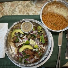 California tacos with rice and beans. California tacos with rice and beans.