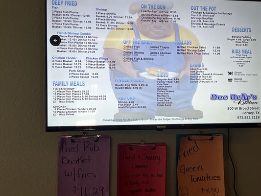 Menu photo 1 Doe Belly's Catfish Cafe Forney, TX
