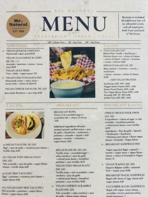 Menu photo 1 Mr Natural Austin, TX