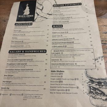Bear & Crown - Main Menu - Pubs Near Me - Sacramento, California