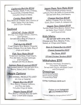 Menu photo 2 Cocina Authentic Mexican Kitchen Redondo Beach, CA Menu photo 2 Cocina Authentic Mexican Kitchen Redondo Beach, CA