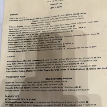 Central Park Bistro - Menu - New American Near Me - San Mateo, California