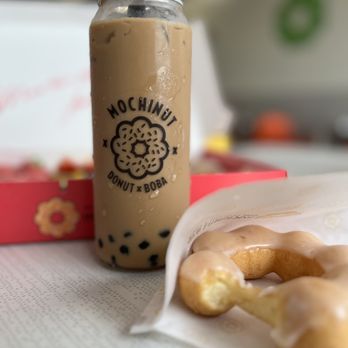 Mochinut Plainfield - a cup of iced coffee and two doughnuts - Donuts Near Me - Plainfield, Indiana