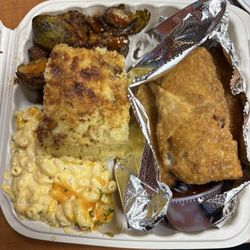 Missa Brown’s - Brussel sprouts, macaroni and cheese, corn bread and cheesesteak egg rolls