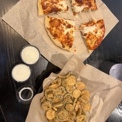Film Alley Weatherford - Kids pizza (came with a. Free drink too) and the fried pickles and jalapeños.
