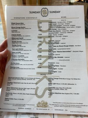 Menu photo 7 Sunday Sunday Savannah, GA Menu photo 7 Sunday Sunday Savannah, GA