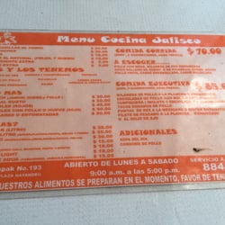 Cocina Jalisco - El menu