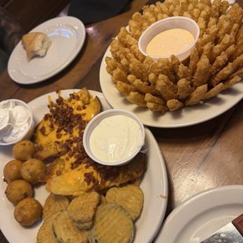 Texas Roadhouse - Cactus Blossom & the appetizer combo which we chose to have Rattlesnake Bites Tater Skins Fried Pickles - American Near Me - Henderson, Nevada Texas Roadhouse - Cactus Blossom & the appetizer combo which we chose to have Rattlesnake Bites Tater Skins Fried Pickles - American Near Me - Henderson, Nevada