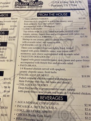 Menu photo 5 Pollo Bravo Pearland, TX