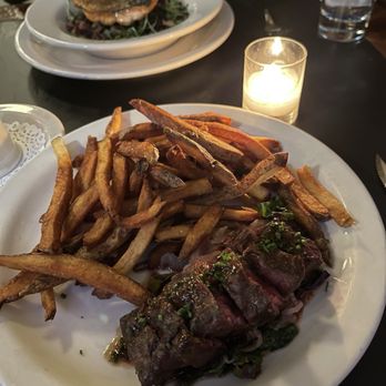 Le Pichet - Skirt steak with blue cheese sauce and fries. A must get - French Near Me - Seattle, Washington Le Pichet - Skirt steak with blue cheese sauce and fries. A must get - French Near Me - Seattle, Washington