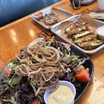 Top Hog BBQ - Jalapeño poppers, BBQ Salad with brisket and a side of pulled pork - Barbeque Near Me - Newberry, Florida Top Hog BBQ - Jalapeño poppers, BBQ Salad with brisket and a side of pulled pork - Barbeque Near Me - Newberry, Florida