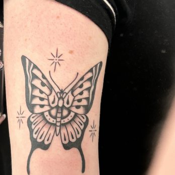 Halo Tattoo Collective - Butterfly tattoo by Dakota - Tattoo Near Me - Long Beach, California Halo Tattoo Collective - Butterfly tattoo by Dakota - Tattoo Near Me - Long Beach, California