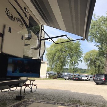 Fish Lake Beach Camping Resort - Busy weekend at the beach from our campsite - Campgrounds Near Me - Volo, Illinois