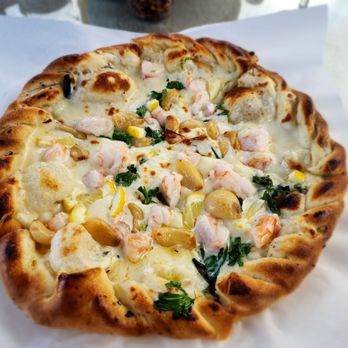 Kula Lodge & Restaurant - Garlic Prawn Pizza - Breakfast & Brunch Near Me - Kula, Hawaii Kula Lodge & Restaurant - Garlic Prawn Pizza - Breakfast & Brunch Near Me - Kula, Hawaii