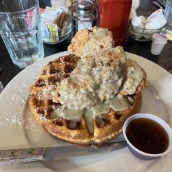 Leon's Cafe & Catering - Chicken, sausage gravy and waffles