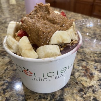 Delicieux Juice Bar - Almond butter Classic Acai Bowl with vegan protein - Juice Bars & Smoothies Near Me - Gilbert, Arizona Delicieux Juice Bar - Almond butter Classic Acai Bowl with vegan protein - Juice Bars & Smoothies Near Me - Gilbert, Arizona