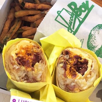 Lucky Boy - The breakfast burrito and zucchini fries. - Burgers Near Me - Pasadena, California